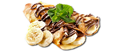 PALAČINKE SA ČOKOLADNIM KREMOM, BANANOM I PLAZMOM (300g)